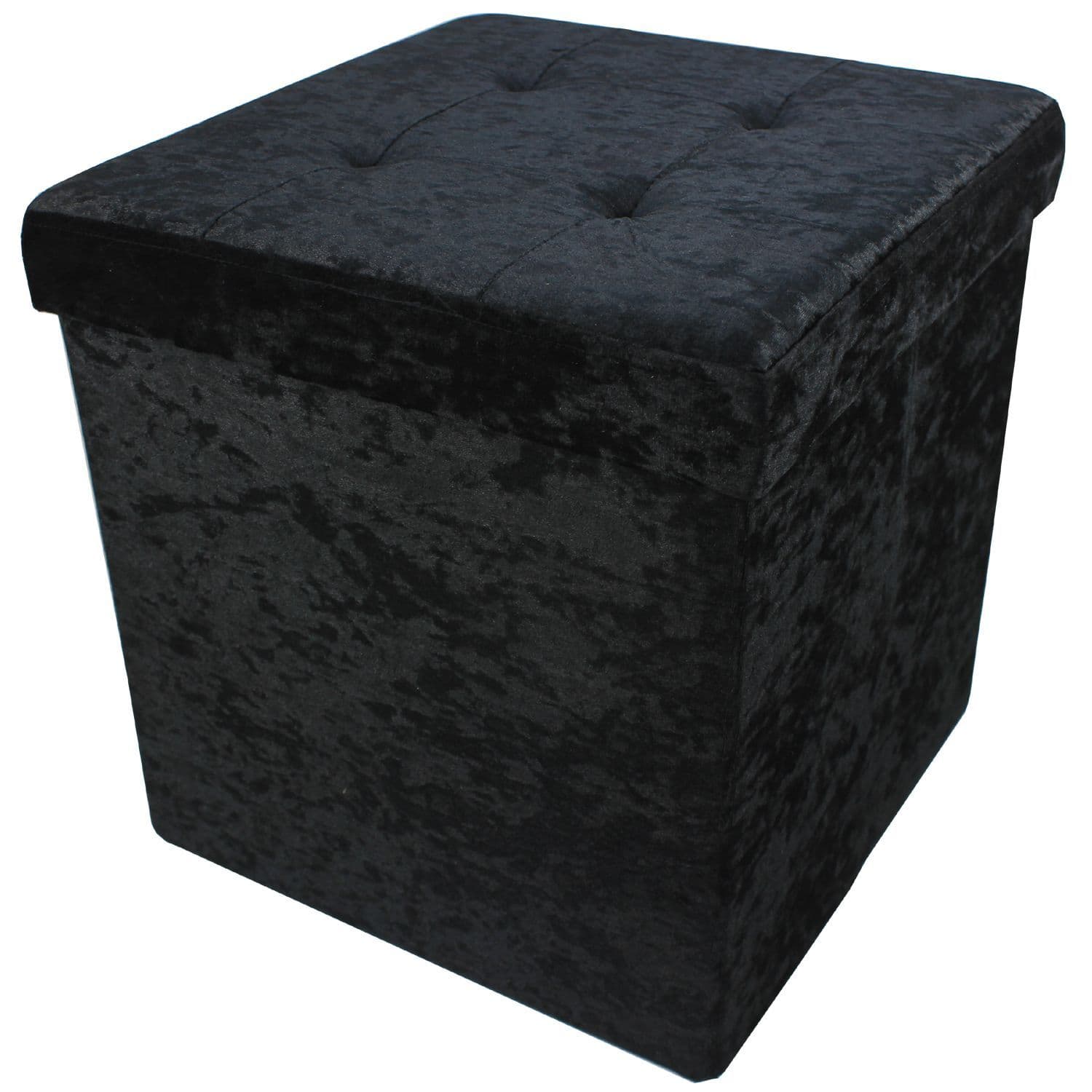 Crushed Velvet Folding Storage Ottoman Seat