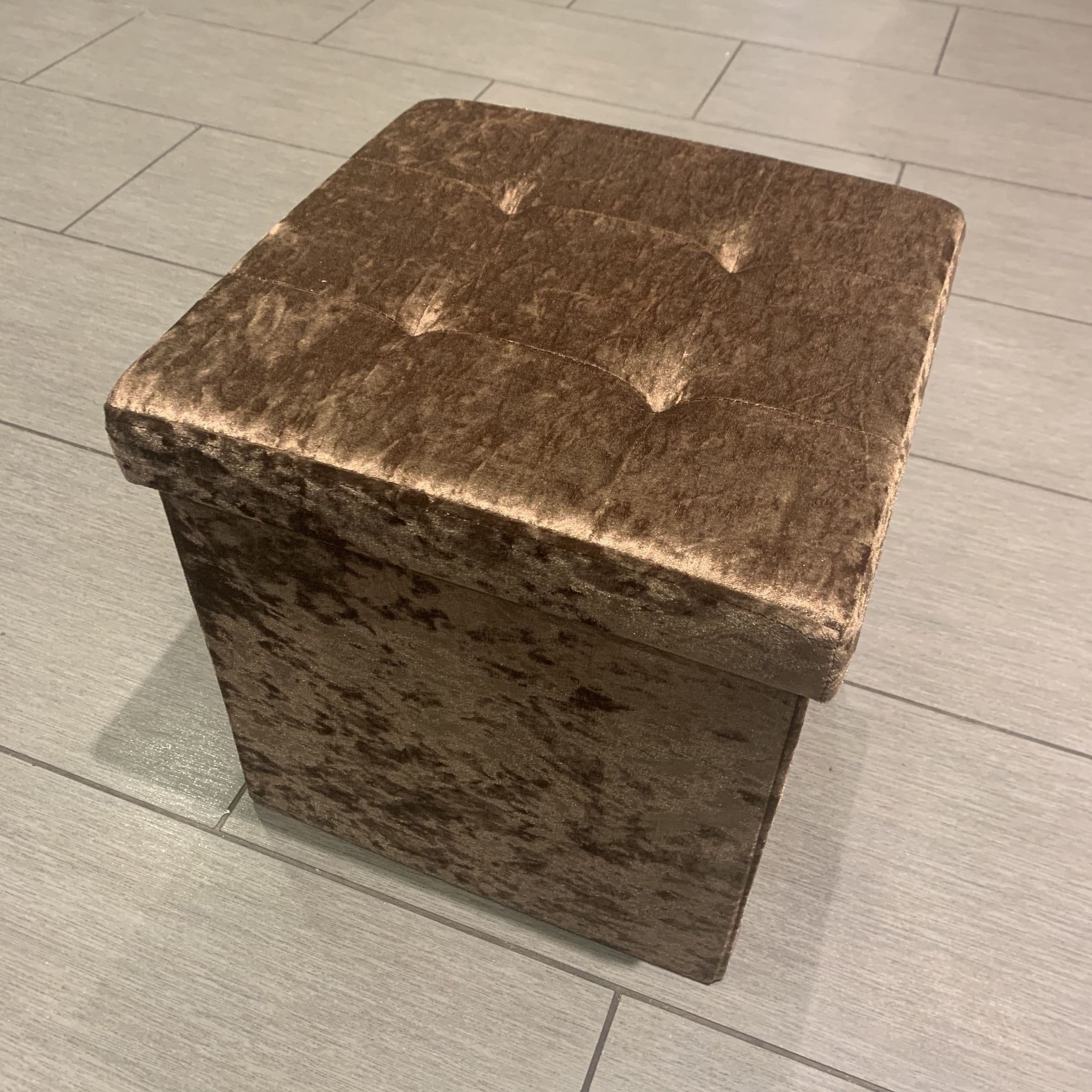 Crushed Velvet Folding Storage Ottoman Seat