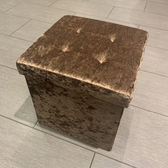 Crushed Velvet Folding Storage Ottoman Seat