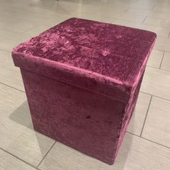 Crushed Velvet Folding Storage Ottoman Seat