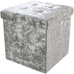 Crushed Velvet Folding Storage Ottoman Seat