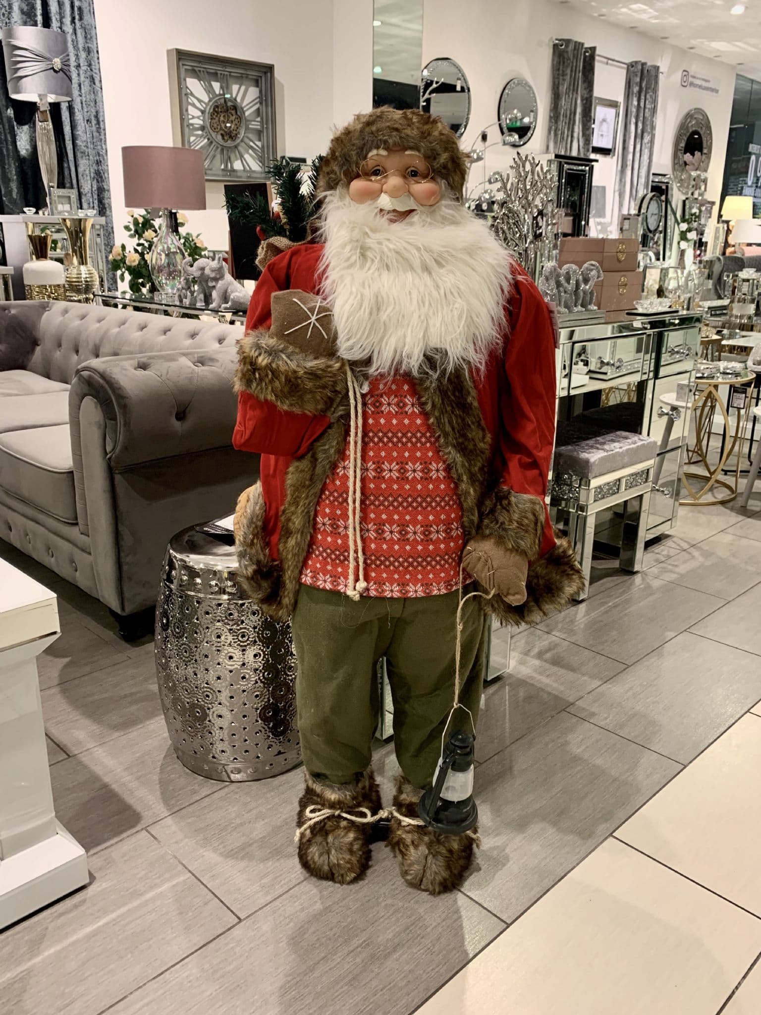 Decorative Plush Santa Red & Green. Choice Of 3 Sizes