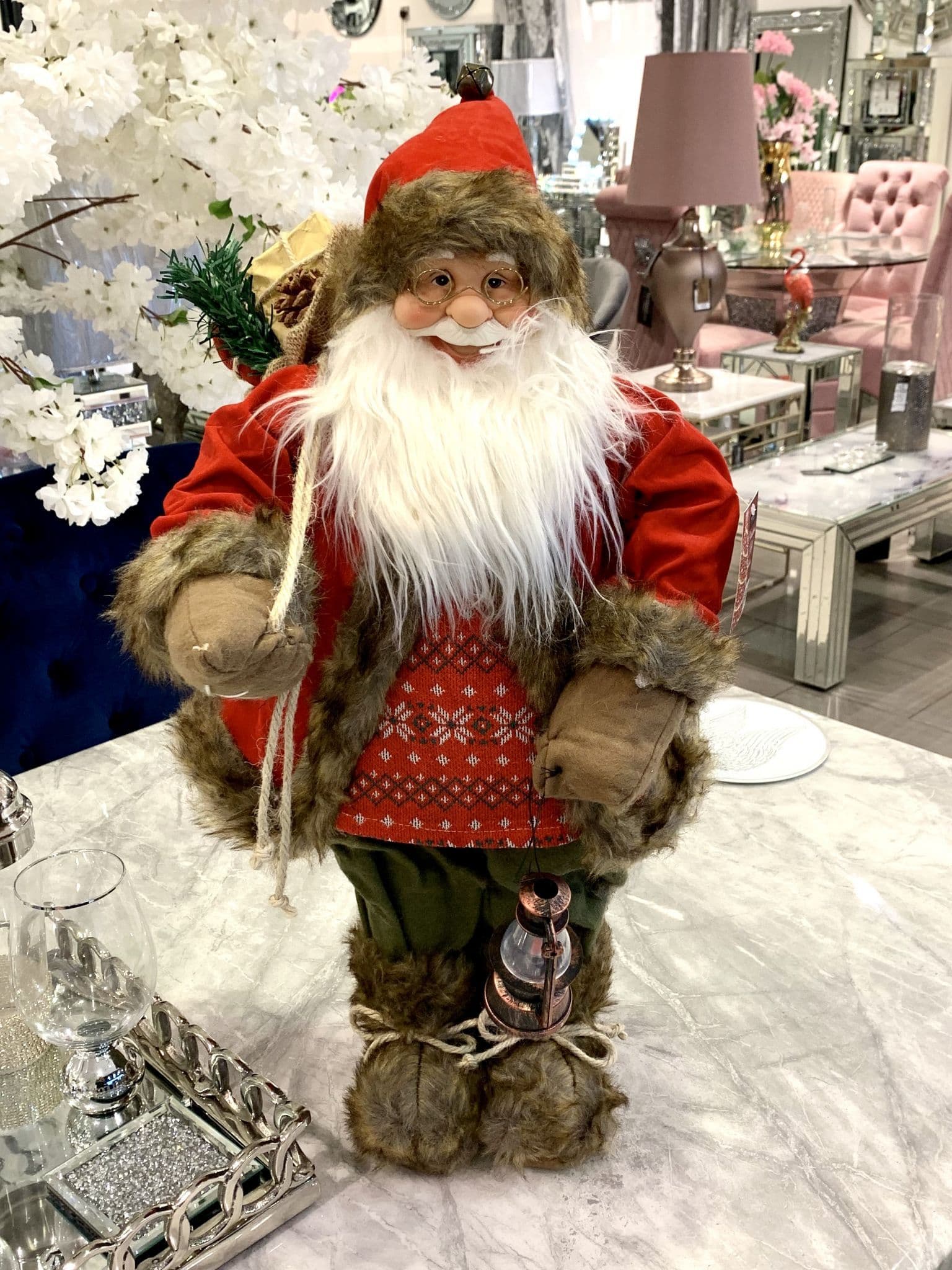 Decorative Plush Santa Red & Green. Choice Of 3 Sizes