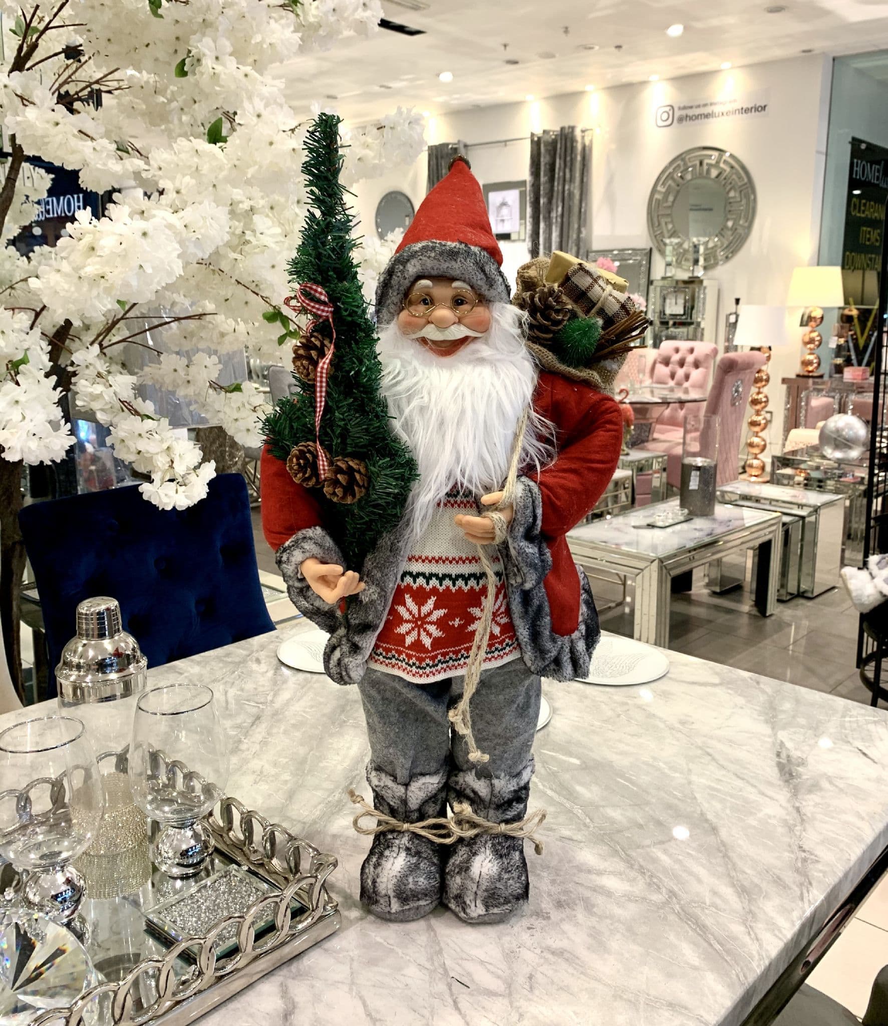 Decorative Plush Santa Red & Grey - Choice Of 3 Sizes