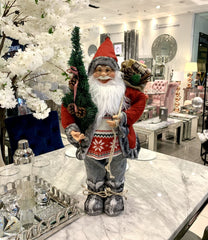 Decorative Plush Santa Red & Grey - Choice Of 3 Sizes