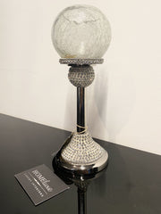 Diamante Crackle Glass Tea Light Holder Small