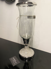 Diamante Glass Hurricane Candle Holder