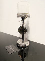 Diamante Silver Slimline Glass Candle Holder Medium