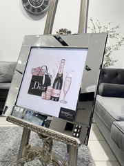 Dior Pink Moet Bottle Wall Art Mirror Frame
