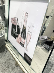 Dior Pink Moet Bottle Wall Art Mirror Frame