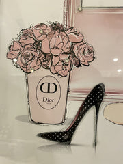Dior Pink Perfume Bottle Wall Art Mirror Frame