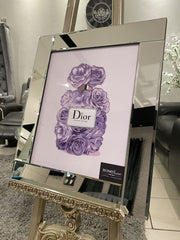 Dior Rose Lilac Design Perfume Bottle Wall Art Mirror Frame