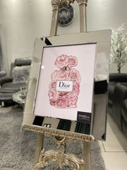 Dior Rose Pink Design Perfume Bottle Wall Art Mirror Frame