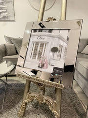 Dior Shopfront Pink Winter Wall Art Mirror Frame
