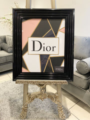 Dior With Geo Art Pink Wall Art Black Frame