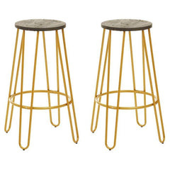 District 3Pc Gold Finish Bar Table Stool Set Home Luxe Interior