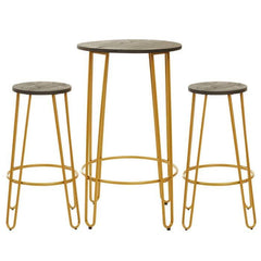 District 3Pc Gold Finish Bar Table Stool Set Home Luxe Interior