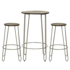 District 3Pc Silver Frame Bar Table Stool Set Home Luxe Interior