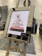 Doggy Vogue Bookstack Wall Art Mirror Frame