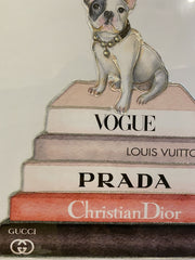 Doggy Vogue Bookstack Wall Art Mirror Frame