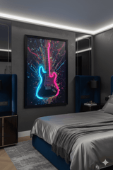 Electric Guitar Neon LED Wall Art - 40x60cm Splash Art Music Decor USB