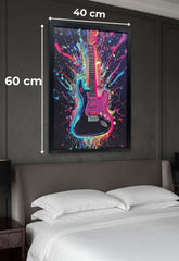 Electric Guitar Neon LED Wall Art - 40x60cm Splash Art Music Decor USB