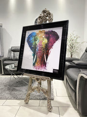 Elephant Multicolor Wall Art 85Cm X 85Cm Black Frame