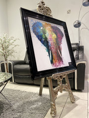 Elephant Multicolor Wall Art 85Cm X 85Cm Black Frame