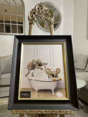 Elephants Bathtime Wall Art Alpha Black Frame 55Cm X 65Cm