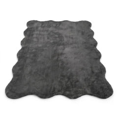 Charcoal Scallop Border Soft Area Rug Living Room Carpet - 160 x 230cm