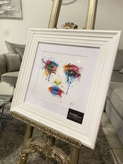 Face Cry Multicolour Wall Art White Step Frame