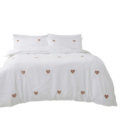 Gaveno Cavailia Pink Hearts Embroidered Double Duvet Cover Bedding Set