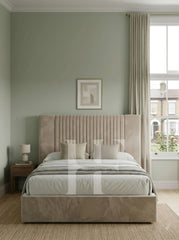 Modern Velvet Bordered Channel Tufted Upholstered Bed Frame