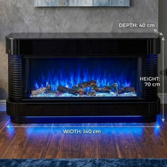 LED Color Changing Fireplace Heater with Bluetooth Entertainment and USB - Black