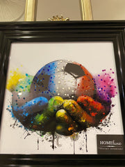 Football Hands Multicolour Wall Art Black Step Frame