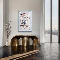 French Velvet Graceful herons amid cherry blossoms. - Home Luxe Interior