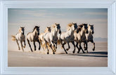 French Velvet Seven white horses galloping | Home Luxe Interior
