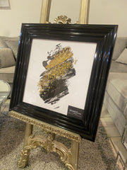 Gold & Black Abstract Wall Art Black Step Frame