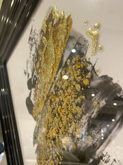 Gold & Black Abstract Wall Art Black Step Frame