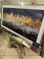 Golden Leaf Trees Wall Art Mirror Frame 115Cm X 65Cm