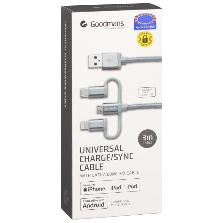 Goodmans 3-in-1 Charging & Sync Cable