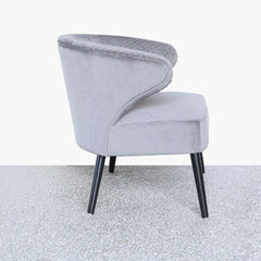 Grey Wingback Quilted Velvet Easy Chair