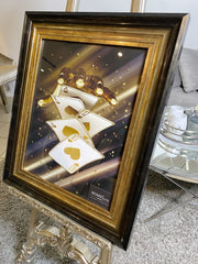 Hand Of Cards Golden Hearts Wall Art Alpha Black Frame 55Cm X 65Cm