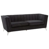 Hansa Three Seater Black Velvet Sofa