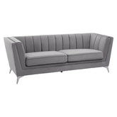 Hansa Three Seater Grey Velvet Sofa