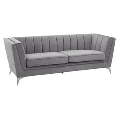 Hansa Three Seater Grey Velvet Sofa