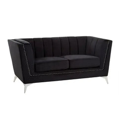 Hansa Two Seater Black Velvet Sofa