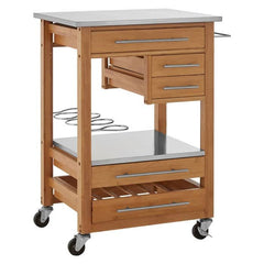 Harlow Bamboo Four Drawer Kitchen Trolley Home Luxe Interior