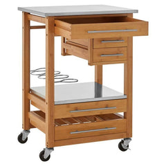 Harlow Bamboo Four Drawer Kitchen Trolley Home Luxe Interior