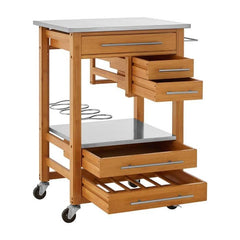 Harlow Bamboo Four Drawer Kitchen Trolley Home Luxe Interior